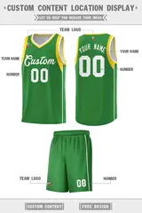 Kelly Green White-Gold Sleeve Color Block Basketball Jersey 2