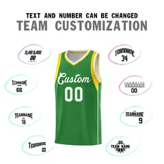 Kelly Green White-Gold Sleeve Color Block Basketball Jersey 4