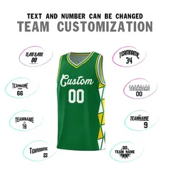Kelly Green White-Gold Triangle Splicing Basketball Jersey 3