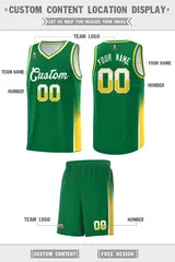 Kelly Green White Gold Two Tone Font Basketball Jersey 2