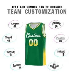 Kelly Green White Gold Two Tone Font Basketball Jersey 3