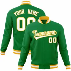 Kelly Green White-Gold Varsity Full-Snap Letterman Jacket