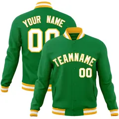 Kelly Green White-Gold Varsity Full-Snap Letterman Jacket 1