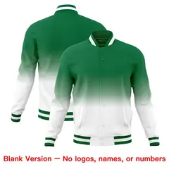 Kelly Green White Gradient Full-Snap Varsity Letterman Jacket 7