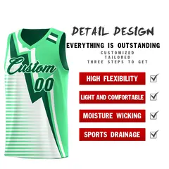 Kelly Green White Gradient Lightning Stripe Reversible Basketball Jersey Sets 3