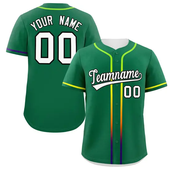 Kelly Green White Gradient Ribbed Authentic Baseball Jersey