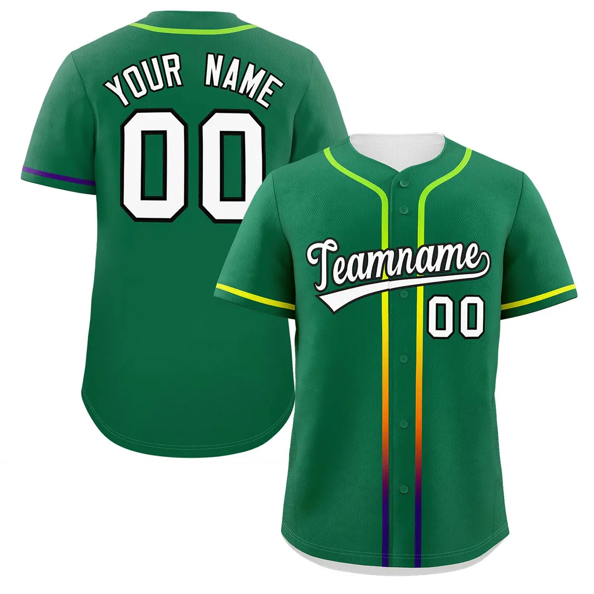 Kelly Green White Gradient Ribbed Authentic Baseball Jersey