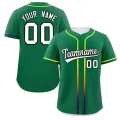 Kelly Green White Gradient Ribbed Authentic Baseball Jersey 1