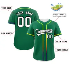 Kelly Green White Gradient Ribbed Authentic Baseball Jersey 2