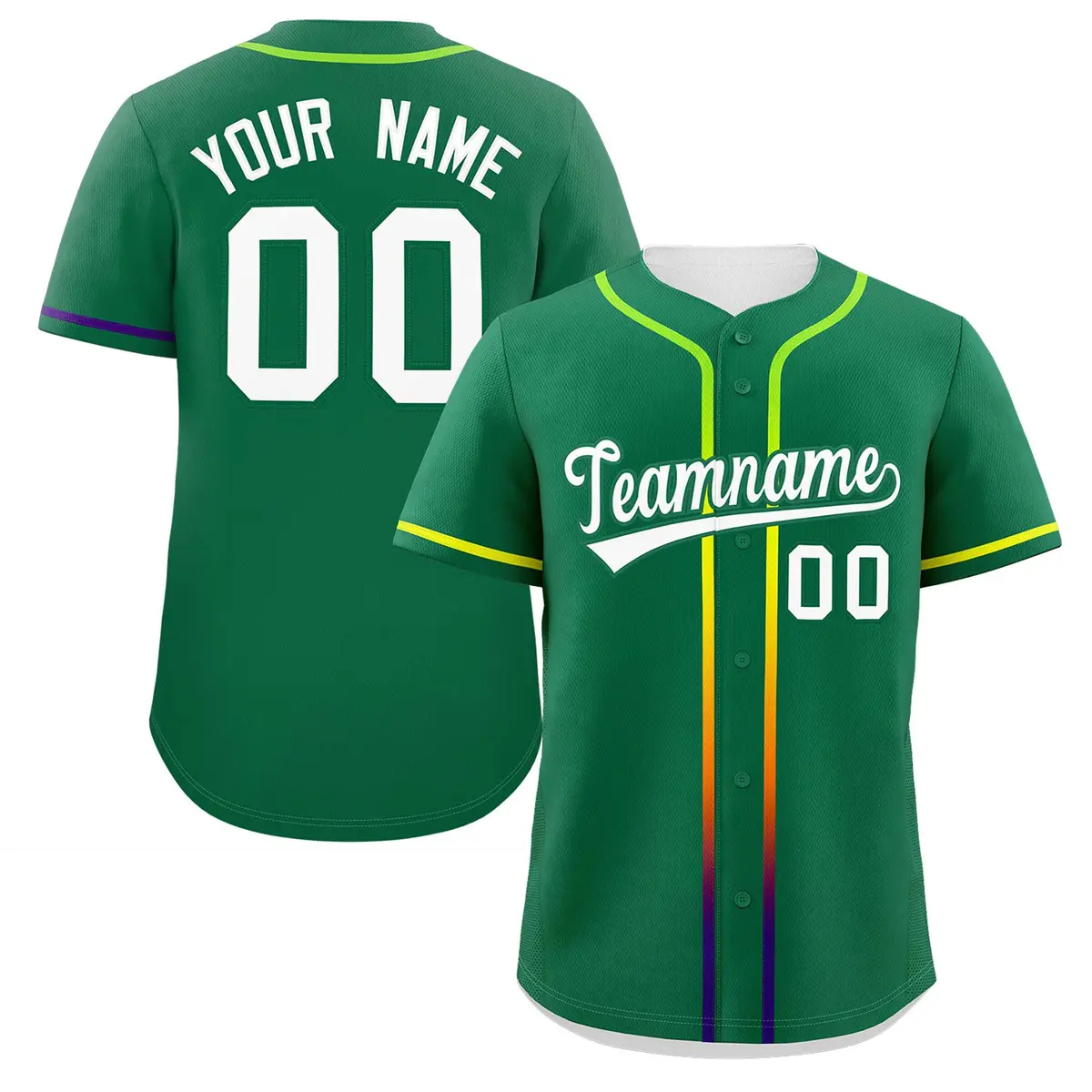 Kelly Green White Gradient Ribbed Authentic Baseball Jersey