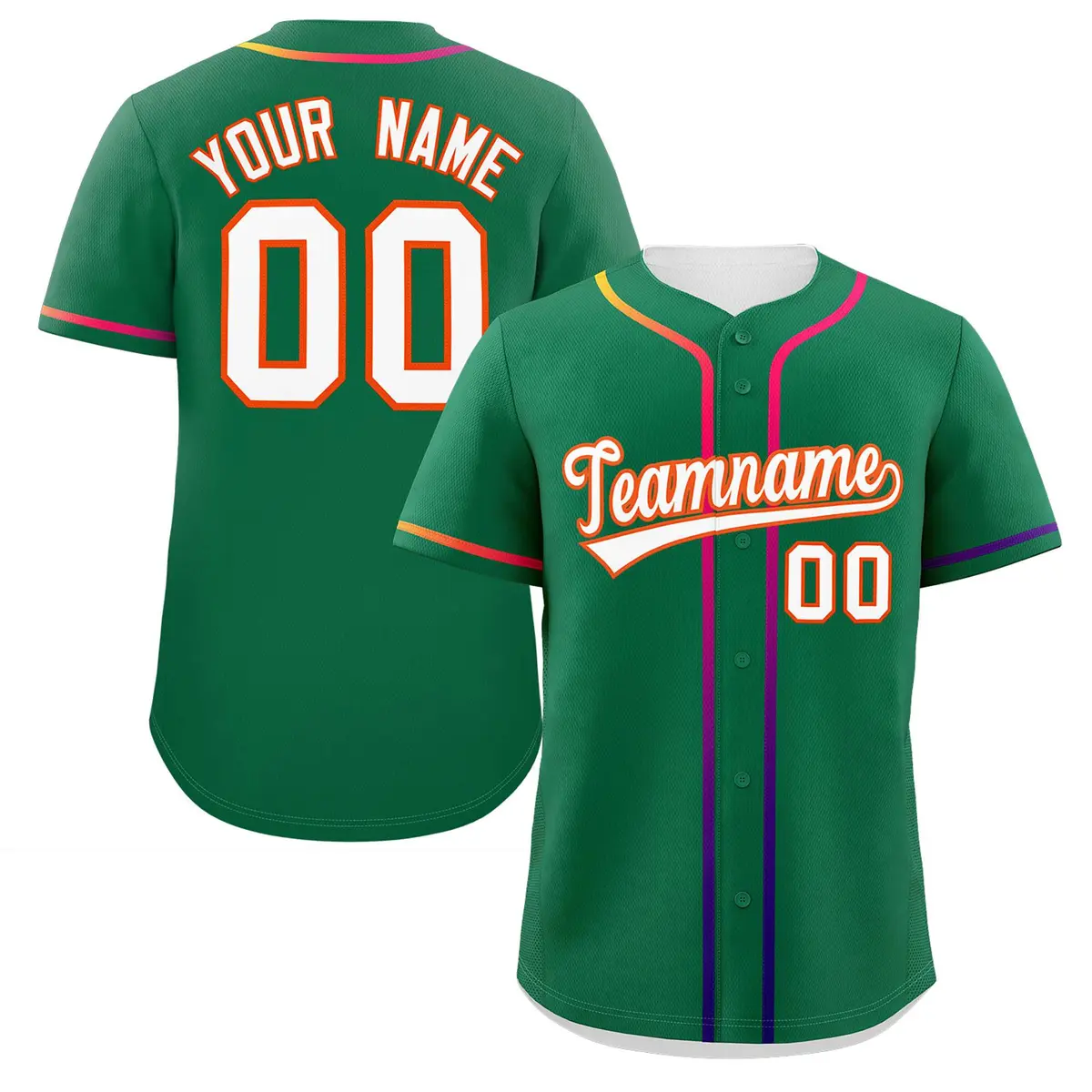 Kelly Green White Gradient Ribbed Authentic Baseball Jersey