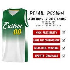 Kelly Green White Gradient Sports Basketball Jersey 2