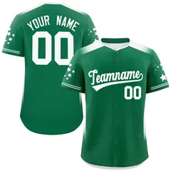 Kelly Green White Gradient Star Pattern Baseball Jersey 1