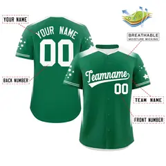 Kelly Green White Gradient Star Pattern Baseball Jersey 2