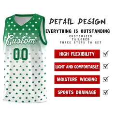 Kelly Green White Gradient Star Pattern Basketball Jersey Set 2