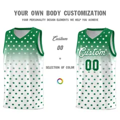 Kelly Green White Gradient Star Pattern Basketball Jersey Set 3