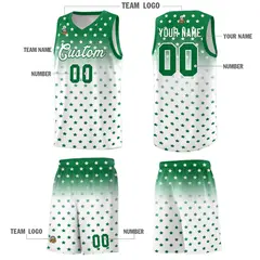 Kelly Green White Gradient Star Pattern Basketball Jersey Set 5