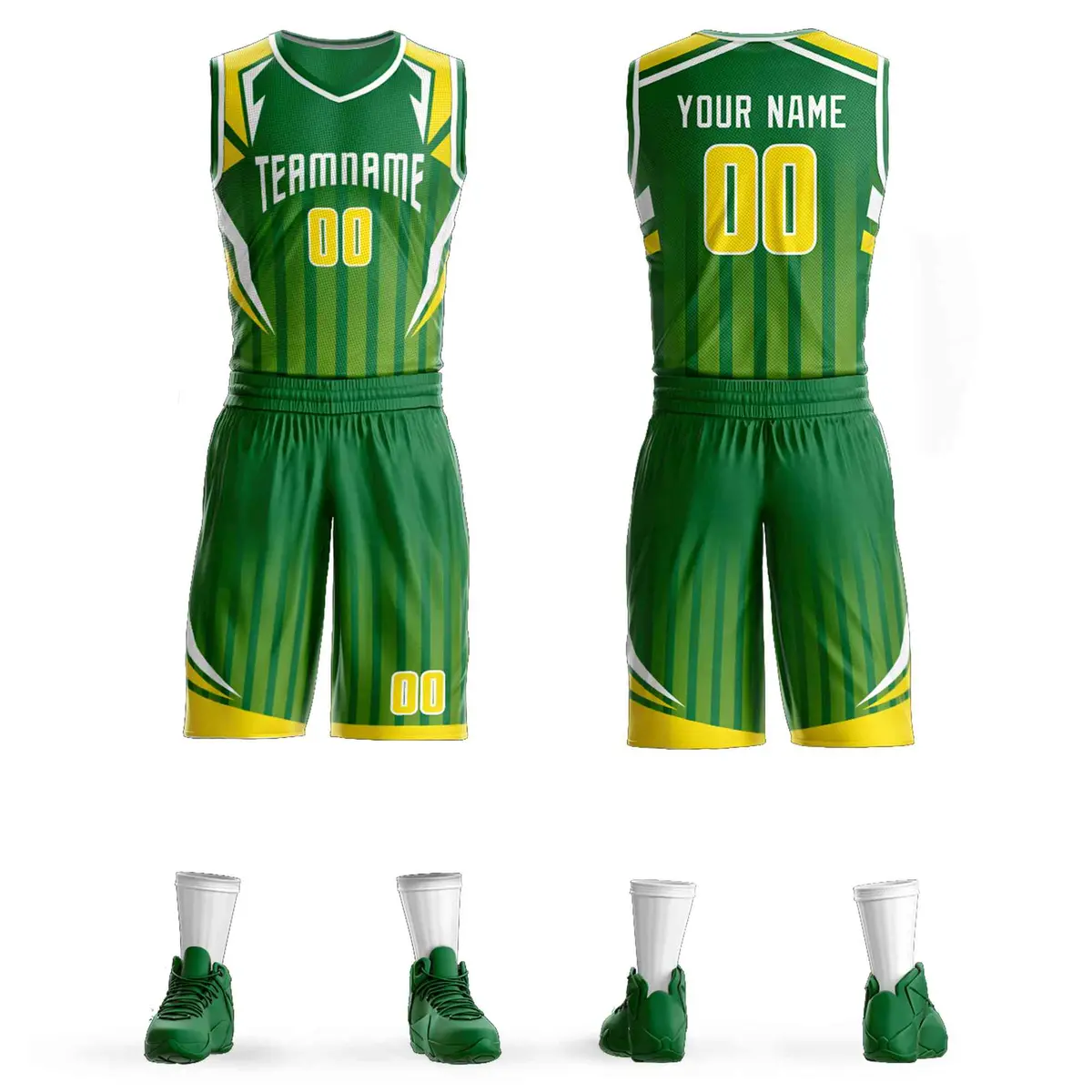 Kelly Green White Graffiti Angular Element Basketball Jersey