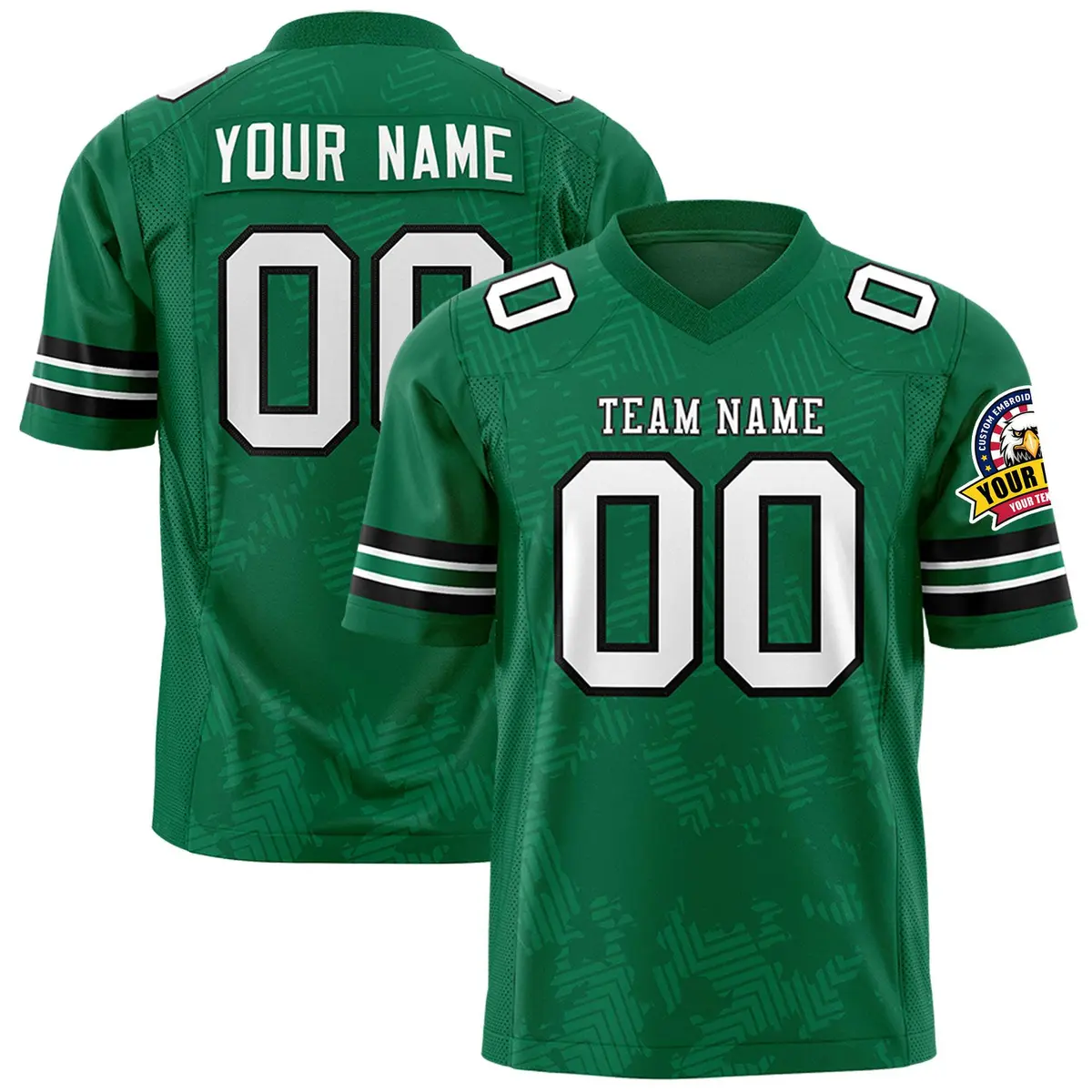 Kelly Green White Graffiti Line Authentic Football Jersey