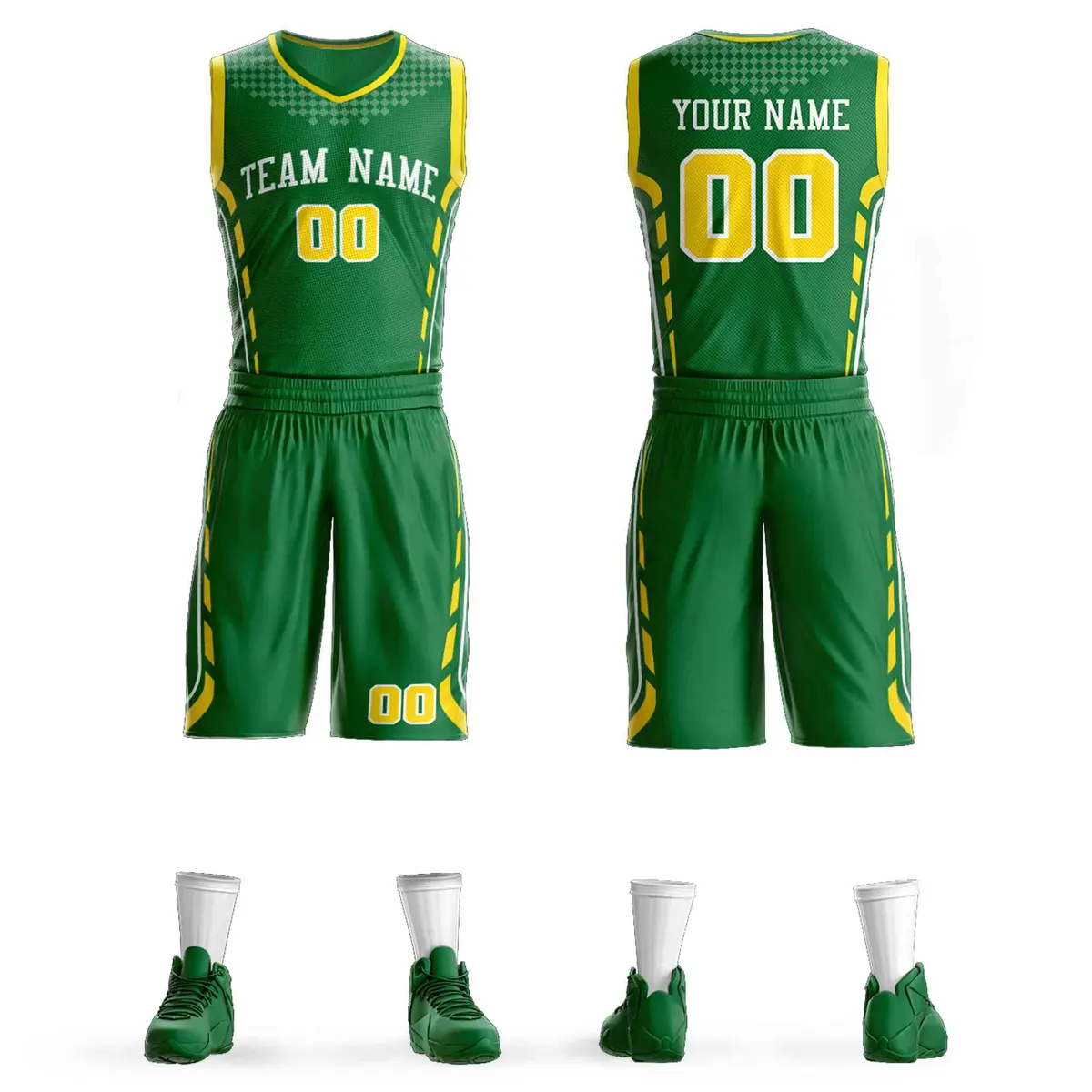 Kelly Green White Graffiti Oblique Bar Basketball Jersey