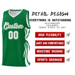 Kelly Green White Graffiti Side Curve Basketball Jersey Sets 2