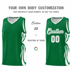 Kelly Green White Graffiti Side Curve Basketball Jersey Sets 3
