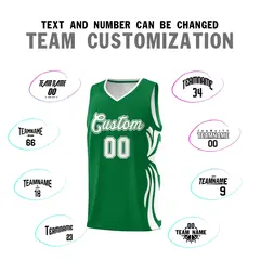 Kelly Green White Graffiti Side Curve Basketball Jersey Sets 4
