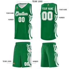 Kelly Green White Graffiti Side Curve Basketball Jersey Sets 5