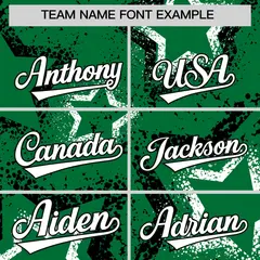 Kelly Green White Graffiti Star Ink Texture Baseball Jersey 3