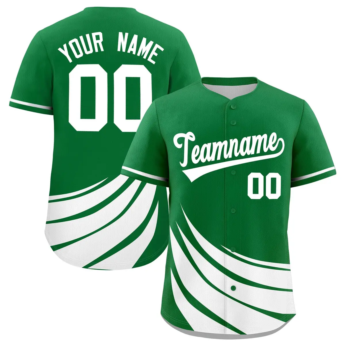 Kelly Green White Graffiti Wind Mark Baseball Jersey