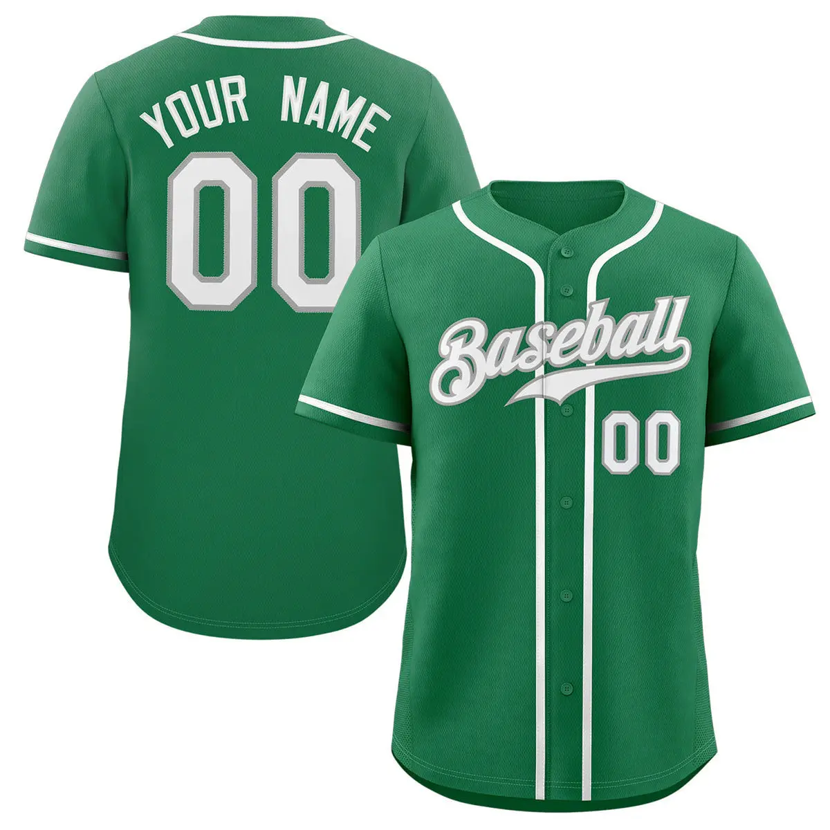 Kelly Green White-Gray Classic Authentic Baseball Jersey