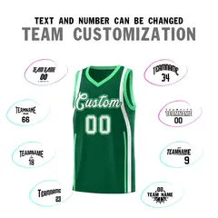 Kelly Green White-Green Ribbon Pattern Basketball Kits 4