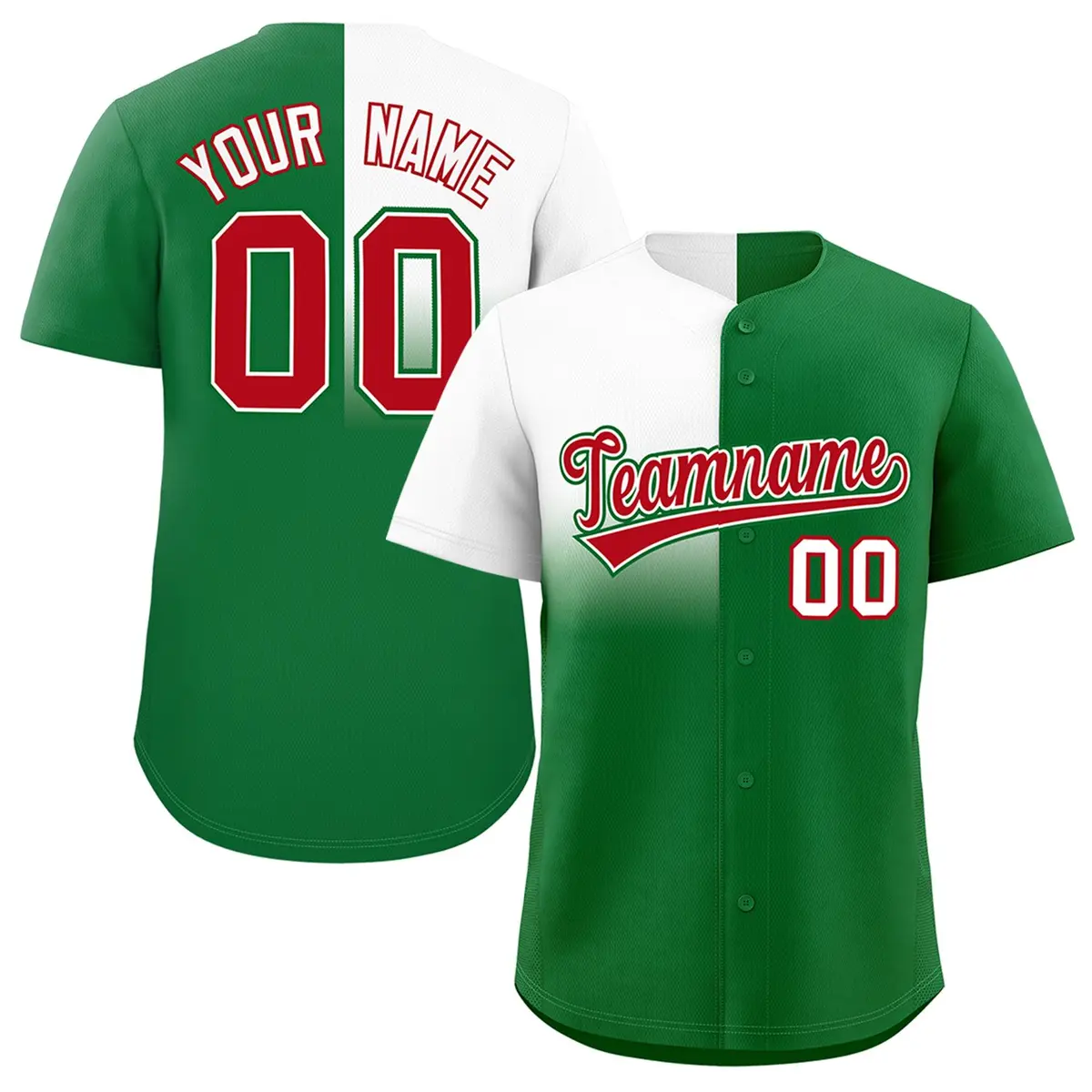 Kelly Green White Half Gradient Authentic Baseball Jersey