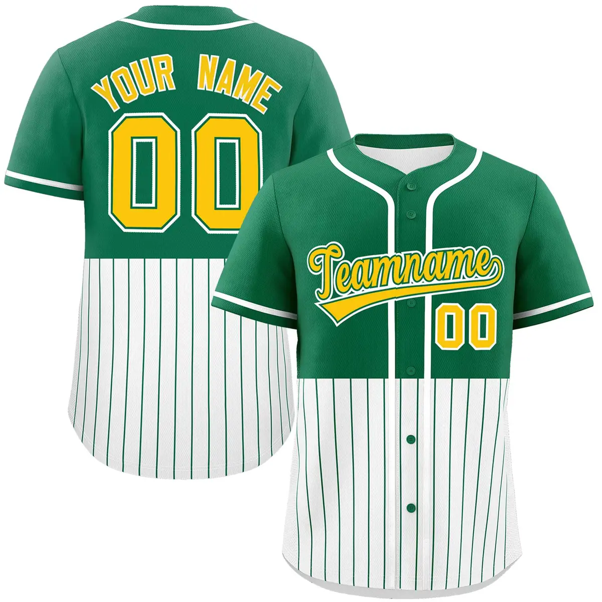 Kelly Green White Half Stripe Authentic Baseball Jersey