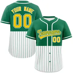 Kelly Green White Half Stripe Authentic Baseball Jersey