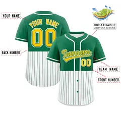 Kelly Green White Half Stripe Authentic Baseball Jersey 2