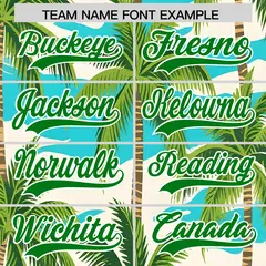 Kelly Green White Hawaiian Graffiti Palm Tree Baseball Jersey 3