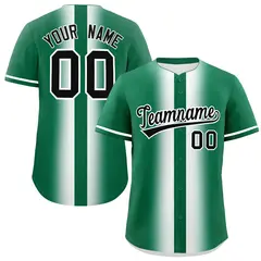 Kelly Green White Lapel Gradient Fashion Baseball Jersey