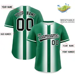 Kelly Green White Lapel Gradient Fashion Baseball Jersey 2