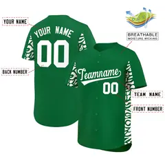 Kelly Green White Leopard Graffiti Side Baseball Jersey 2