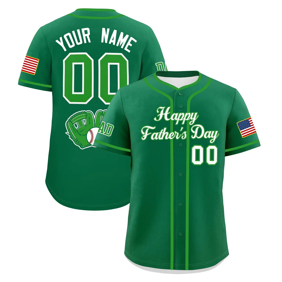 Kelly Green White Light Green Father's Day Baseball Jersey