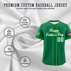 Kelly Green White Light Green Father's Day Baseball Jersey 3