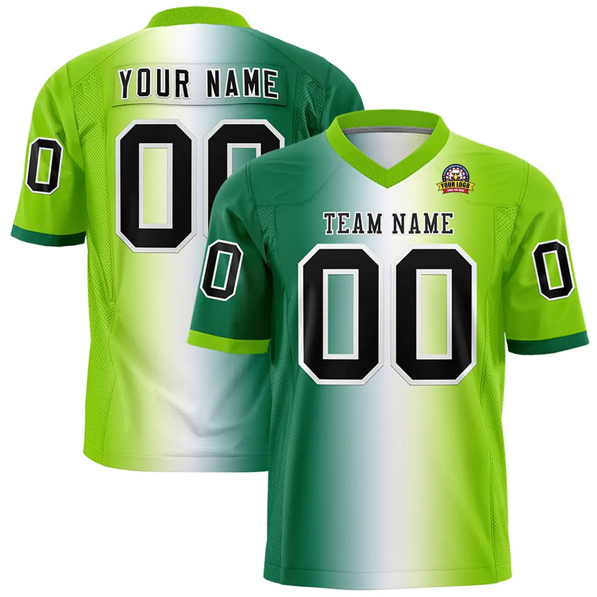 Kelly Green White-Neon Green Gradient Football Jersey
