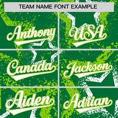 Kelly Green White Neon Green Graffiti Star Ink Baseball Jersey 3