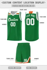 Kelly Green White-Orange Classic Basketball Jersey 2