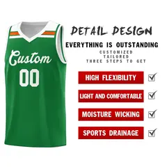 Kelly Green White-Orange Classic Basketball Jersey 4