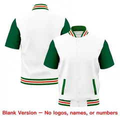 Kelly Green White Orange Full-Snap Short Sleeve Varsity Jacket 7