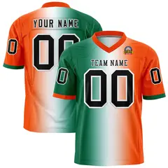 Kelly Green White-Orange Gradient Football Jersey 1