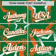Kelly Green White Orange Graffiti Star Ink Baseball Jersey 3
