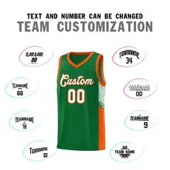 Kelly Green White-Orange Side Stripe Basketball Jersey 4